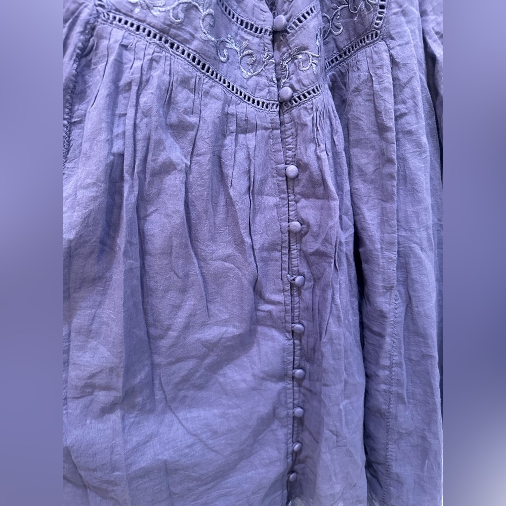 Free People Purple Embroidered Blouse - Picture 5 of 8